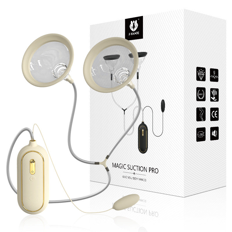 Double Cover Breast Suction Vibrator Strong Vibration Female Masturbator Shared Toy