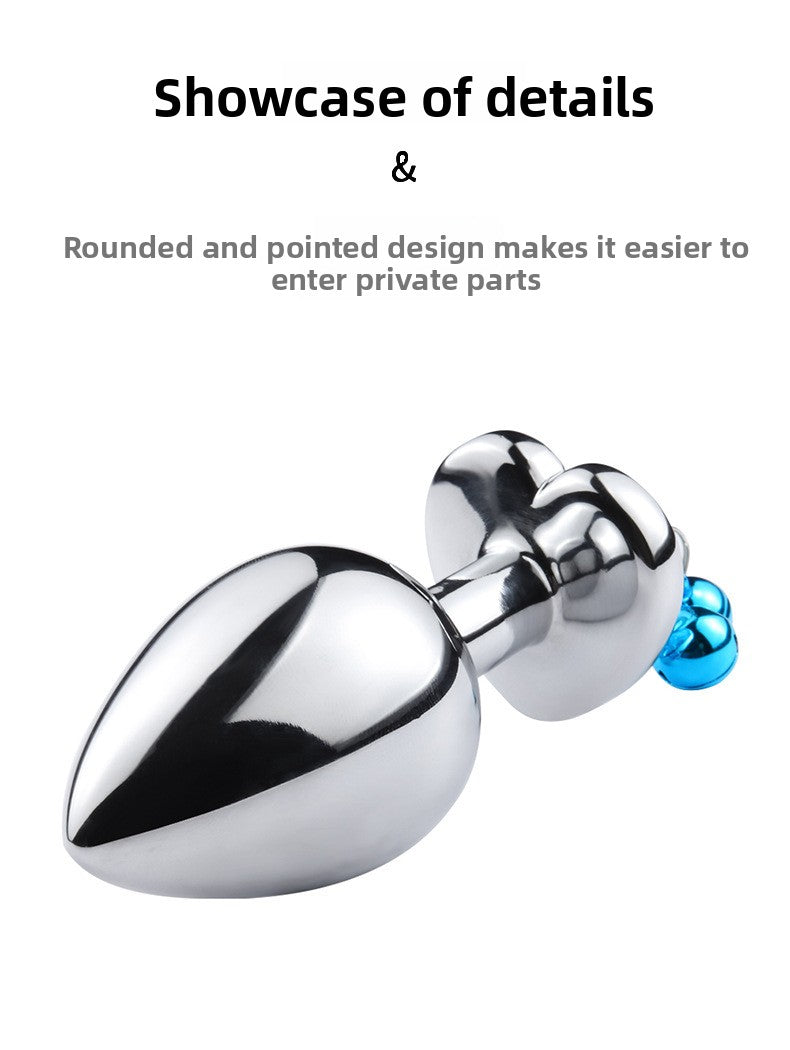 Metal Bell Heart-Shaped Anal Plug Adult Sex Toys Back Chamber Expansion Traction Chain Masturbation
