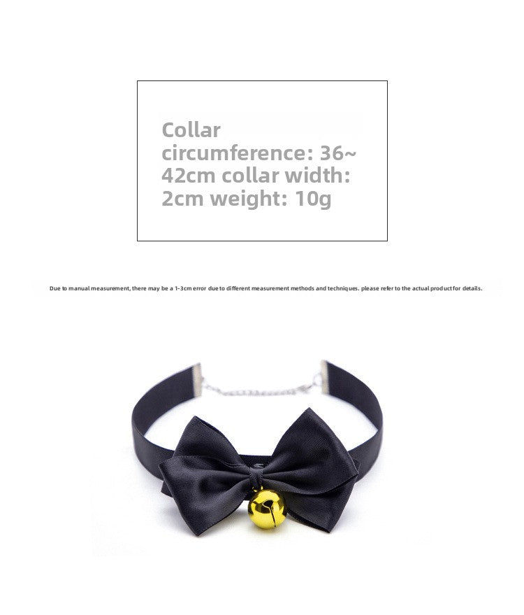 SM Sex Props Polyester Braided Belt Black Bow Bell Collar