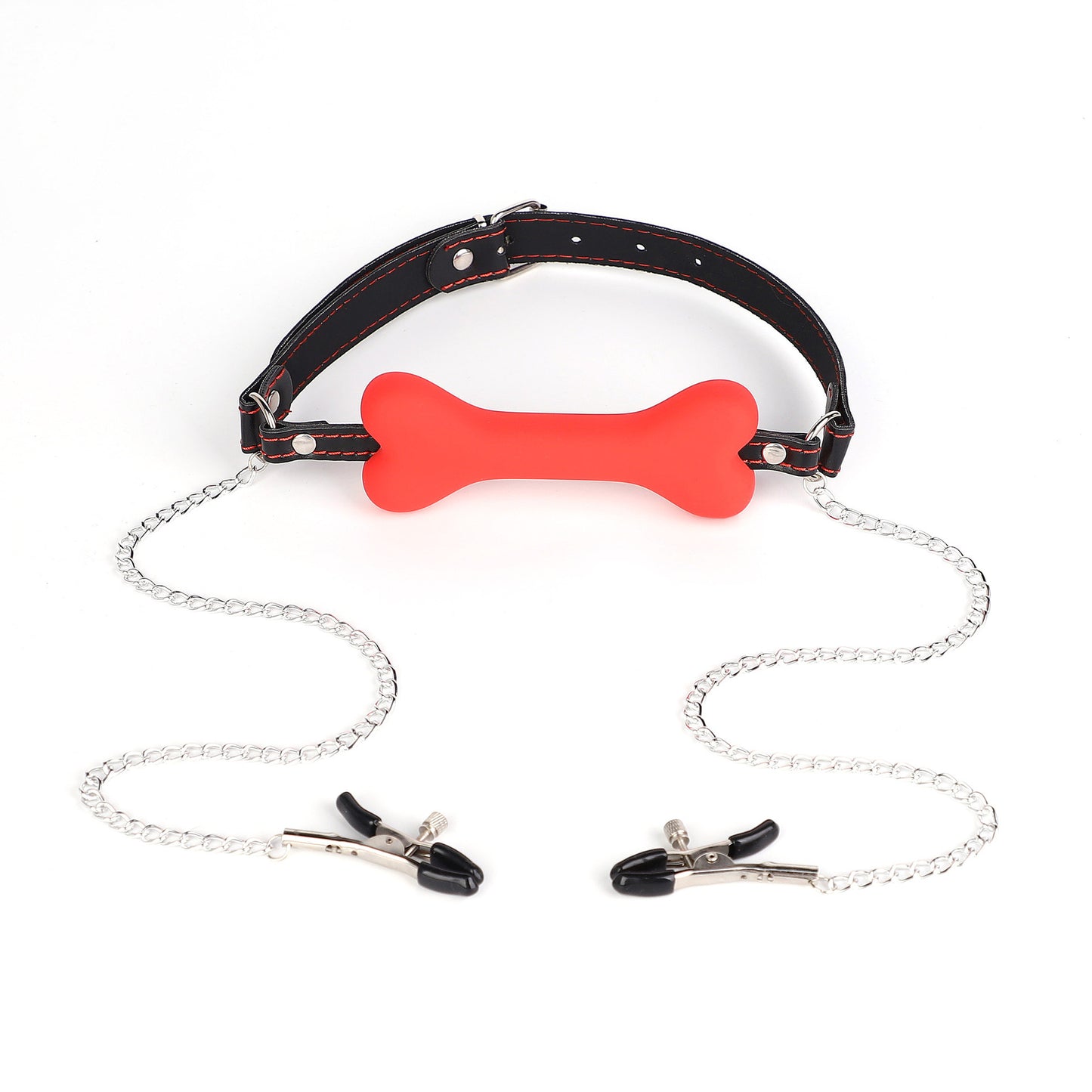 Erotic SM Props Bone Mouth Gag Humiliation Training Silicone Mouth Ball Erotic Nipple Clamps Mouth Cage Alternative Adult Products