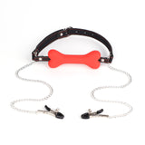 Erotic SM Props Bone Mouth Gag Humiliation Training Silicone Mouth Ball Erotic Nipple Clamps Mouth Cage Alternative Adult Products