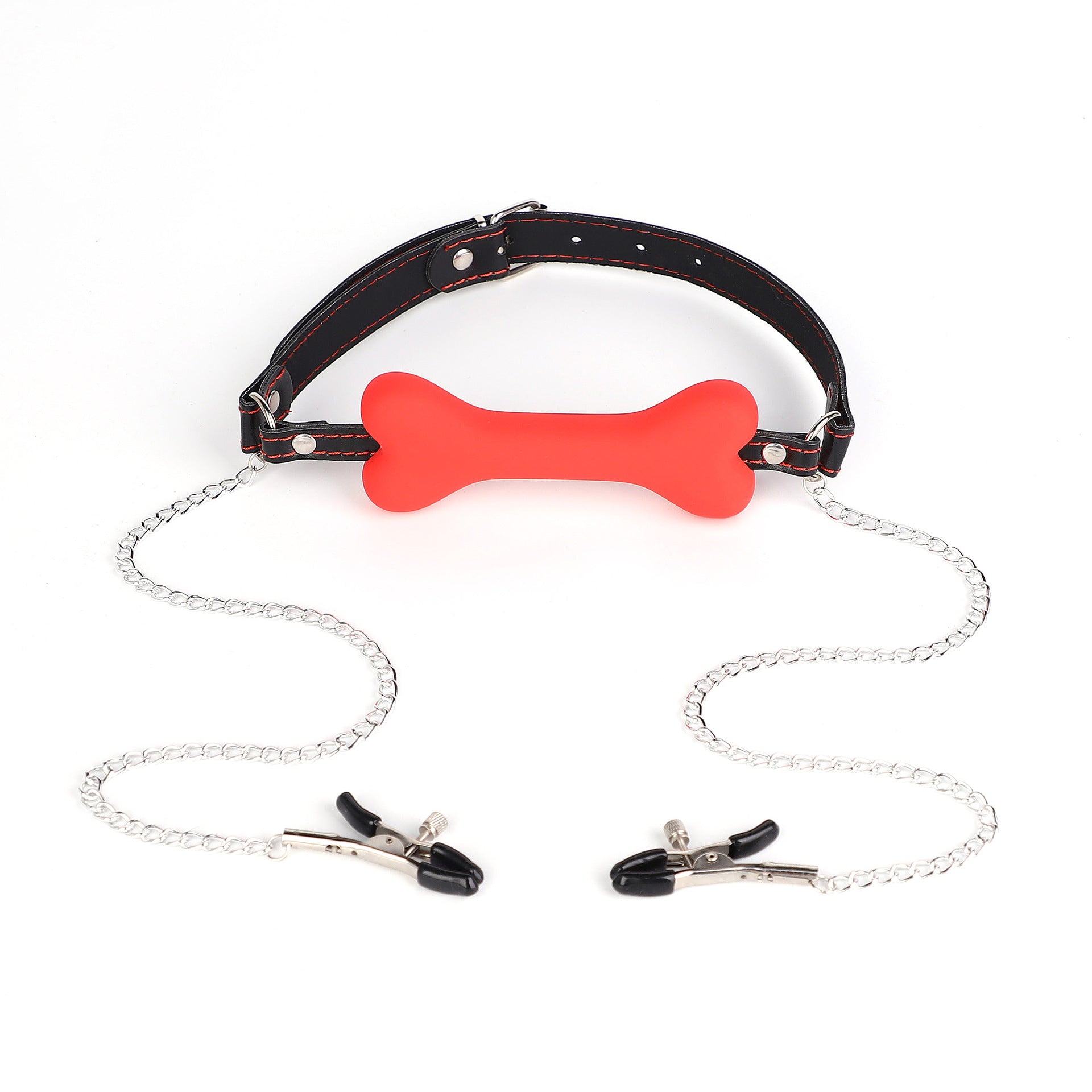 Erotic SM Props Bone Mouth Gag Humiliation Training Silicone Mouth Ball Erotic Nipple Clamps Mouth Cage Alternative Adult Products