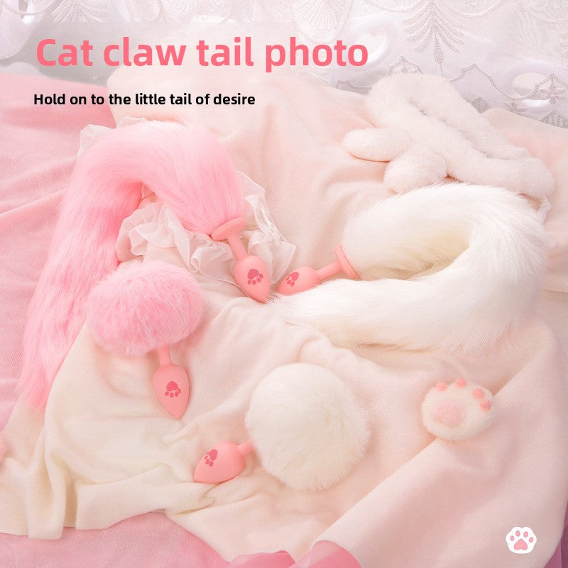 SM Sex Toys Fox Tail Anal Plug Cat Paw Silicone Anal Plug Pink Fur Ball Anal Plug Alternative Adult Products