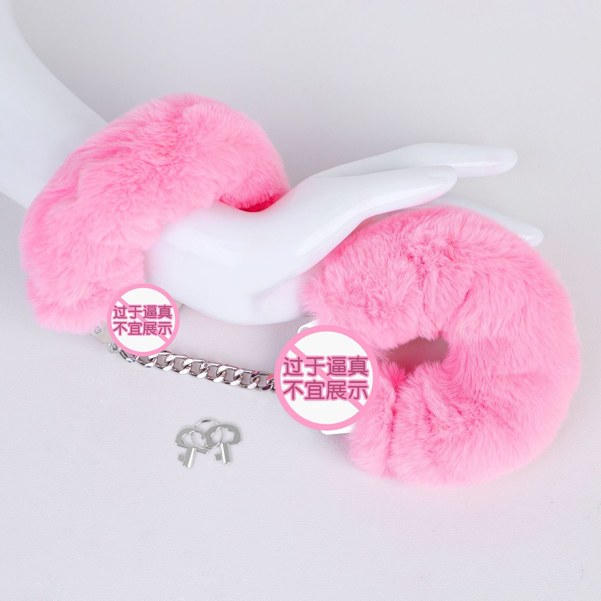 Sex Toys SM Props Thick Plush Metal Toys Handcuffs Binding Restraints Adjustable with Key Handcuffs