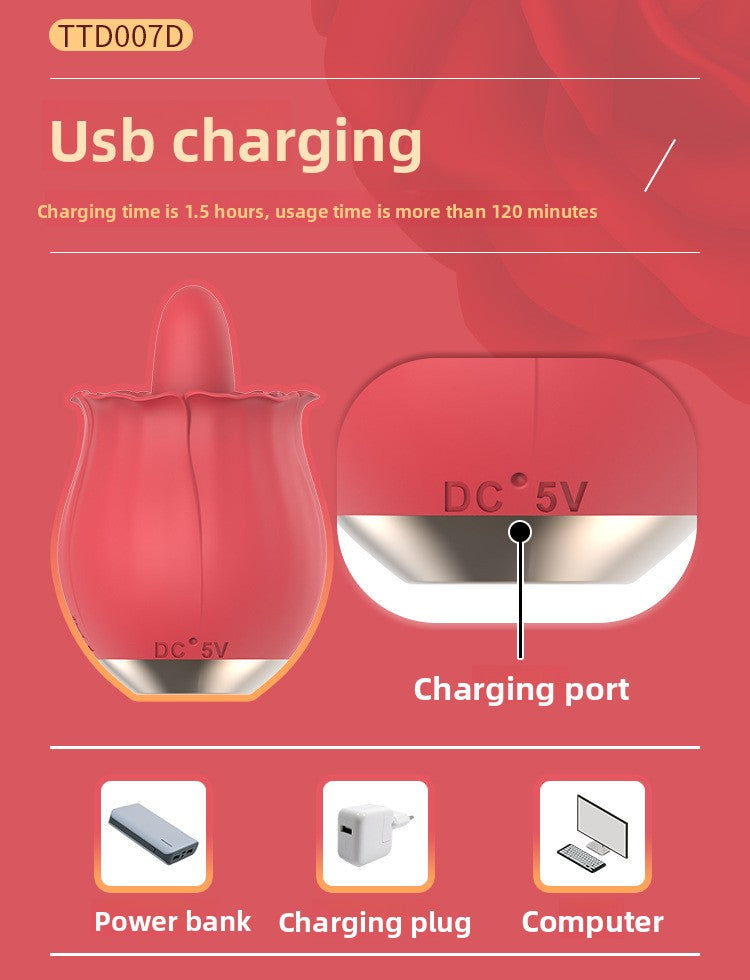 Rose Tongue Licking Vibrator Clitoral Stimulation Nipple Teasing Female Masturbator