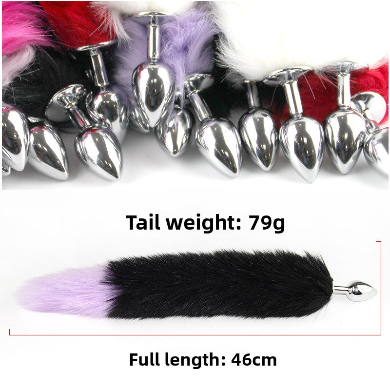 Color Block Fox Tail Anal Plug for Women Back Court Development Erotic Anal Plug SM Props Metal Anal Plug Adult Products