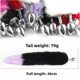 Color Block Fox Tail Anal Plug for Women Back Court Development Erotic Anal Plug SM Props Metal Anal Plug Adult Products