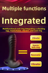 Locking Semen Ring Double Ring Three-Point Unisex Masturbator Silicone Insertable Vibrating Ring