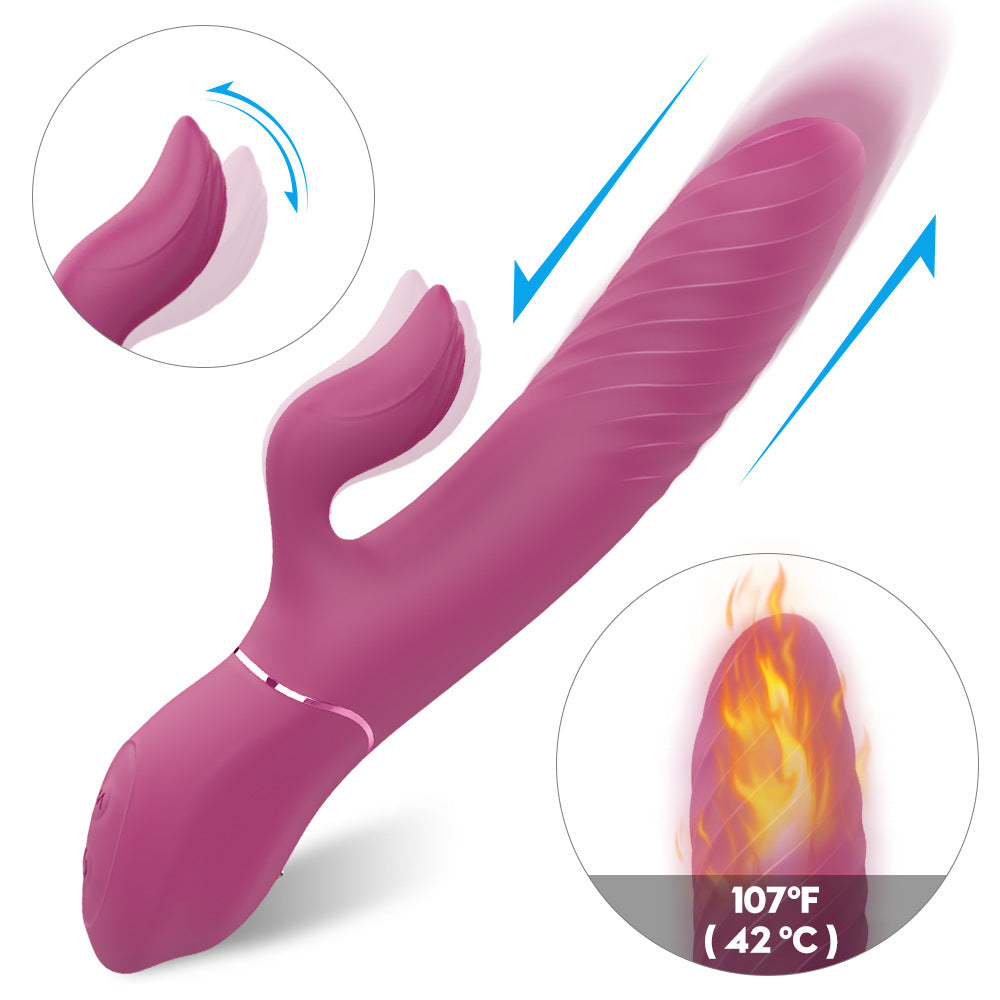 Heating telescopic vibrator strong shock female full-automatic pulse vibrator female adult toy