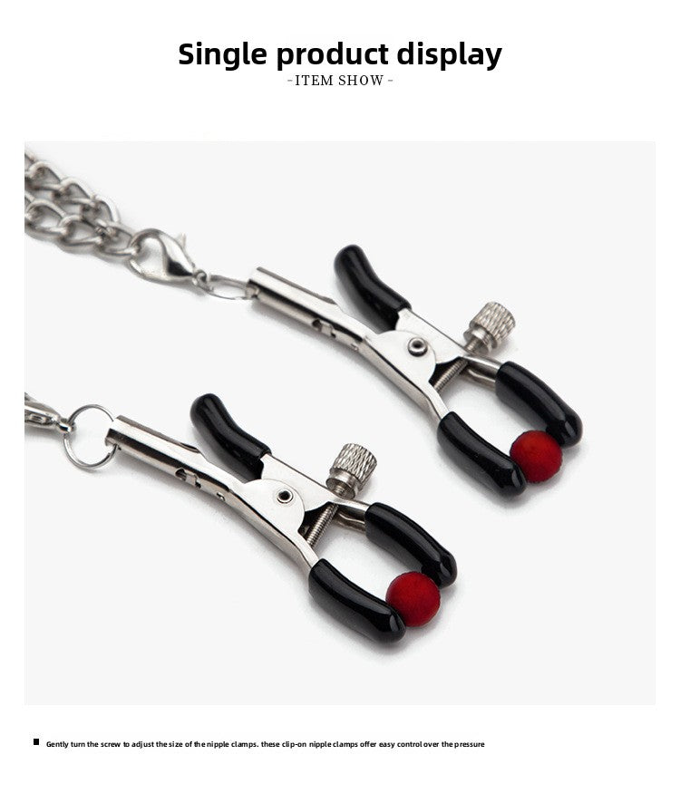 SM Props Female Slave Training Sex Tools Long Chain Nipple Clamps Double Peak Breast Clamps Adult Products Sex Toys