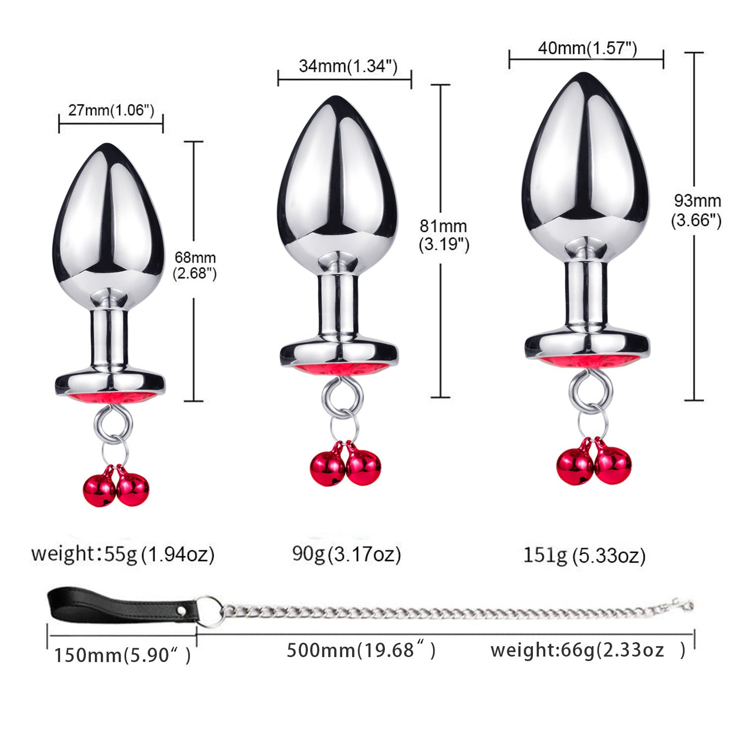 Metal Bell Heart-Shaped Anal Plug Adult Sex Toys Back Chamber Expansion Traction Chain Masturbation