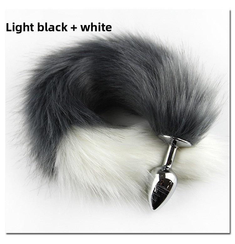 Color Block Fox Tail Anal Plug for Women Back Court Development Erotic Anal Plug SM Props Metal Anal Plug Adult Products