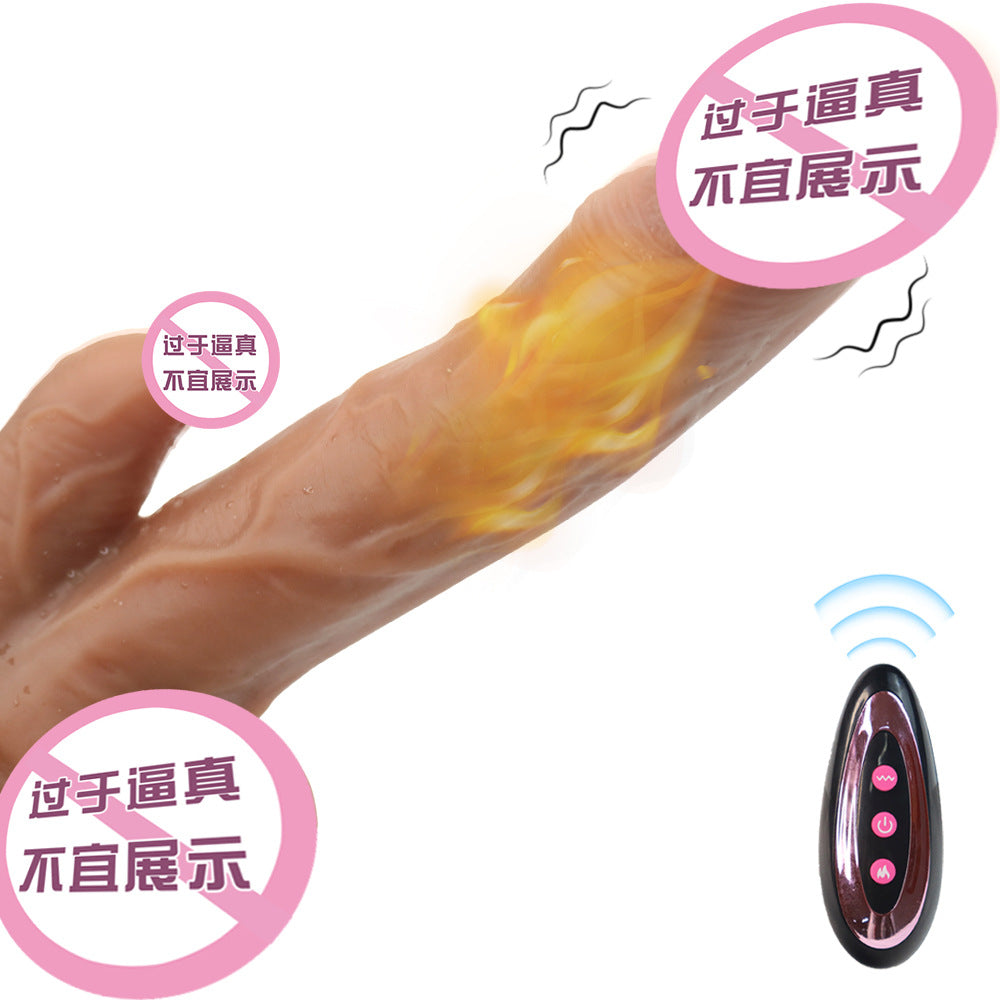 Remote Control Telescopic Heating Realistic Dildo Liquid Soft Flesh Tongue Licking Vibrating Swinging Dildo for Women
