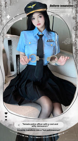 Sexy Lingerie Sexy Cop Blue Temptation Pleated Skirt Role Play Set 5634