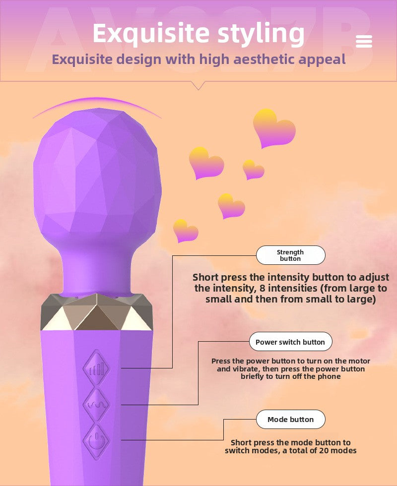 Cross-border crystal vibrator adult AV massage stick sex toys