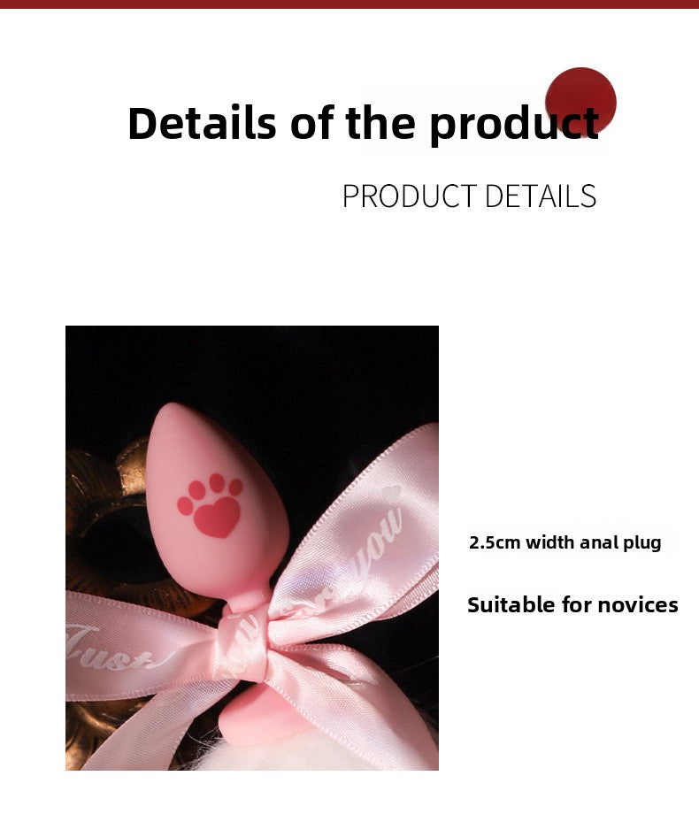 Sex Toys Props Anal Plug Silicone Cat Claw Bow Tail Back Court Props Female Toys Adult Products