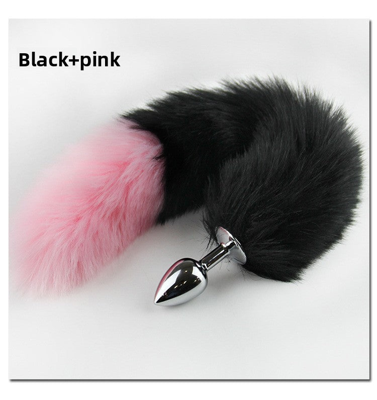 Color Block Fox Tail Anal Plug for Women Back Court Development Erotic Anal Plug SM Props Metal Anal Plug Adult Products
