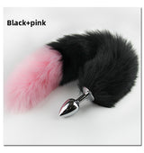Color Block Fox Tail Anal Plug for Women Back Court Development Erotic Anal Plug SM Props Metal Anal Plug Adult Products