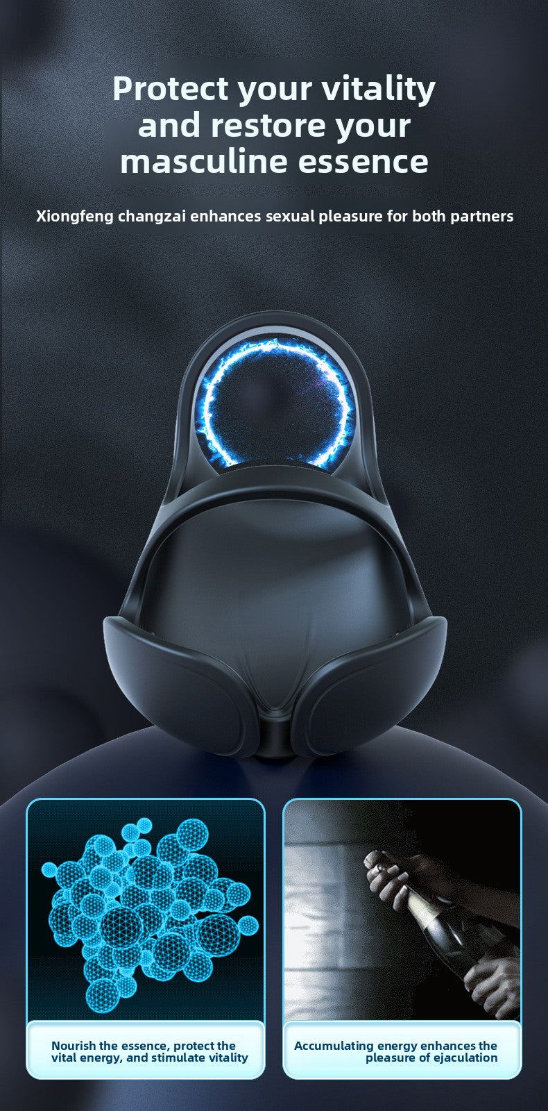 Penis Ring Male Masturbation Egg Massage Anti-Rebound Ring Semen Locking Ring Vibrator