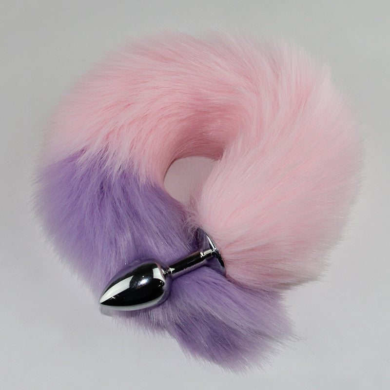 Color Block Fox Tail Anal Plug for Women Back Court Development Erotic Anal Plug SM Props Metal Anal Plug Adult Products