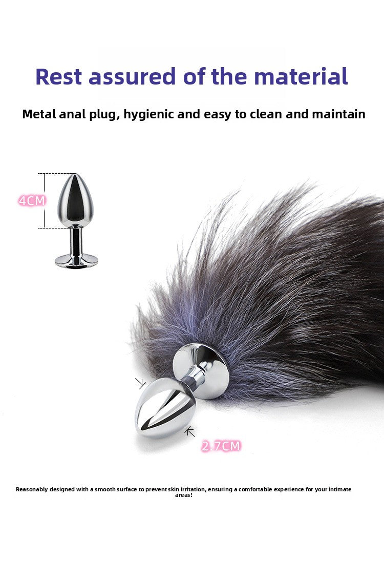 Back Court Development SM Props Real Fur Fox Tail Anal Plug Anal Expansion Masturbation Toy Metal Anal Plug Adult Products