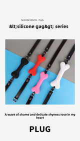 Erotic SM Props Bone Mouth Gag Humiliation Training Silicone Mouth Ball Erotic Nipple Clamps Mouth Cage Alternative Adult Products