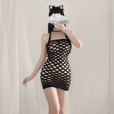 Sexy Lingerie Open Crotch Exposed Chest Passionate Set Transparent Temptation Sexy Stockings One-piece Fishnet Uniform