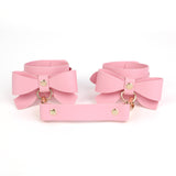 SM Props Set 5-Piece Set Bowknot Erotic Whip PVC Ball Gag Female Slave Leash Collar Restraint Handcuffs