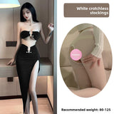 Sexy Lingerie Tube Top Temptation Tight High-Slit Bodycon Long Dress Nightclub Party Set 5724