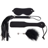 Sm Props Four-Piece Set Black Tease Feather Stick Anal Bead Eyeshade Sexy Whip Adult Supplies