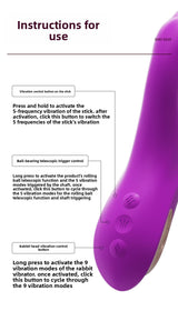 Rotating Bead Telescopic Vibrator for Women Strong Vibration Insertion Adult Toy Female Masturbation Sex Toy