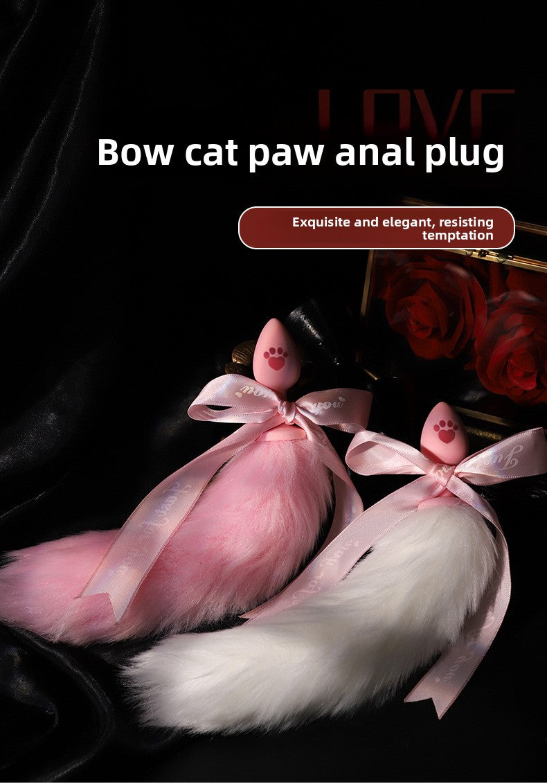 Sex Toys Props Anal Plug Silicone Cat Claw Bow Tail Back Court Props Female Toys Adult Products