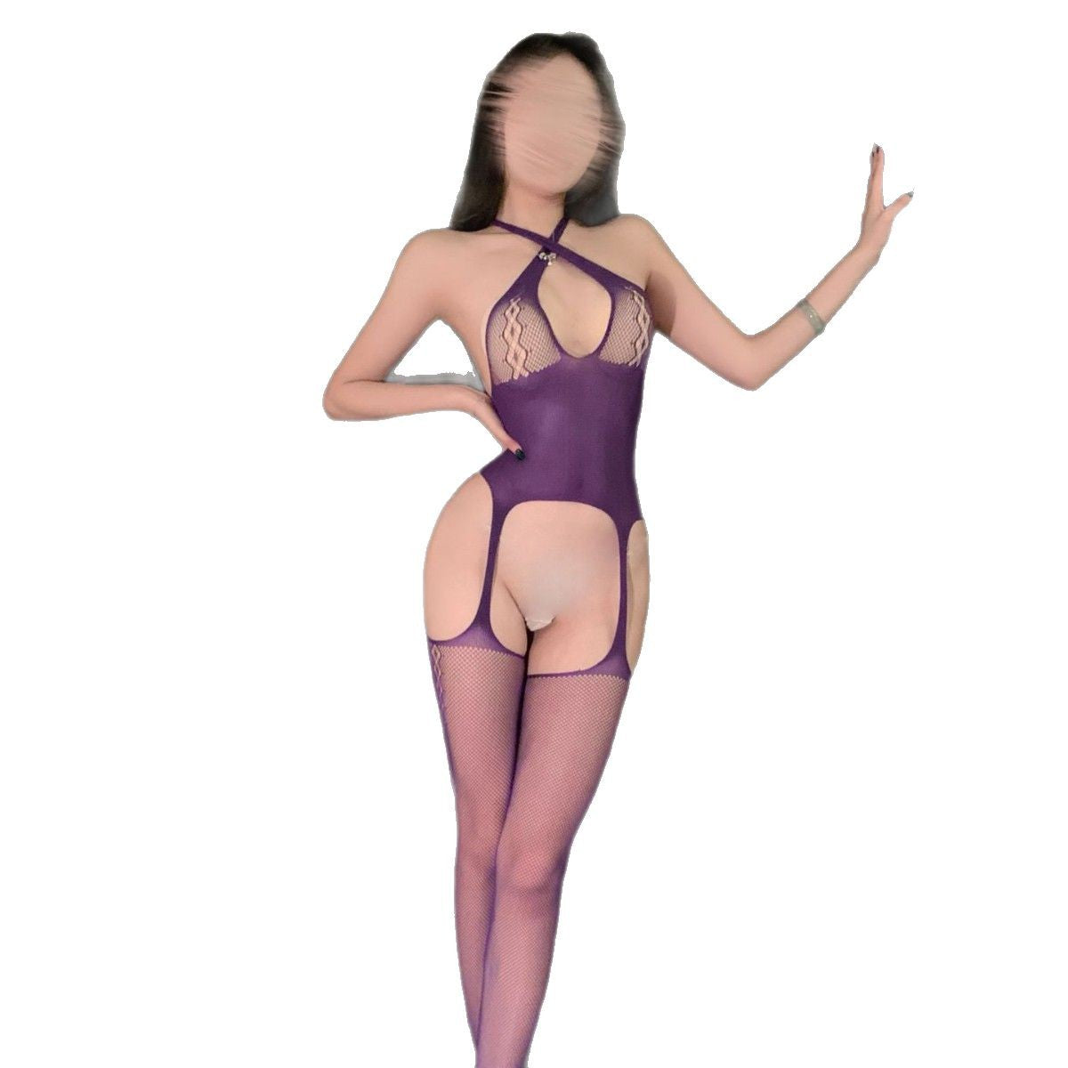 Sexy Lingerie Vintage Jacquard Mesh Bodysuit Slim Fit Temptation No-Need-Remove Lace See-Through Hollow Out M126