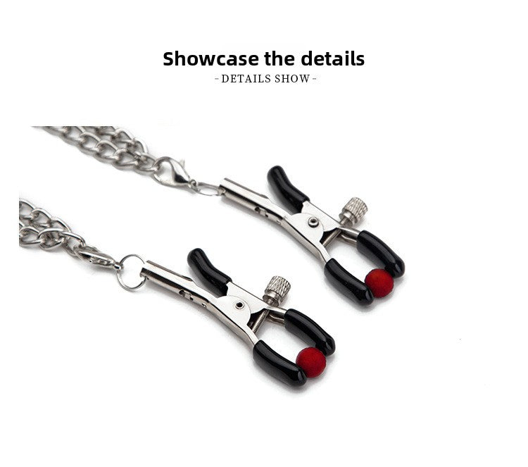 SM Props Female Slave Training Sex Tools Long Chain Nipple Clamps Double Peak Breast Clamps Adult Products Sex Toys