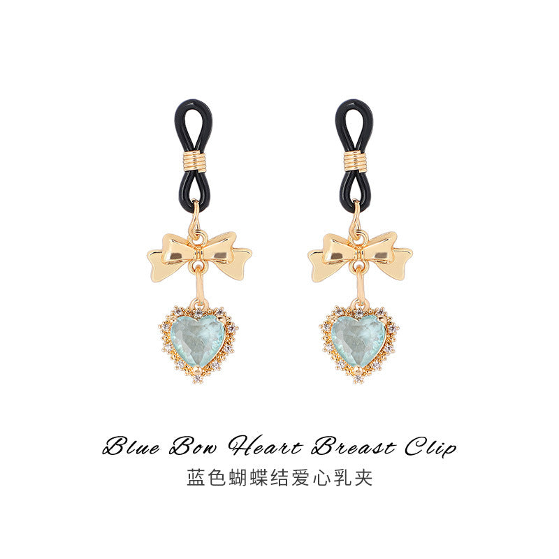 Sexy Props Supplies Bowknot Love Breast Clip Female Wearable Chest Flirting Teasing Stimulating Adult Products